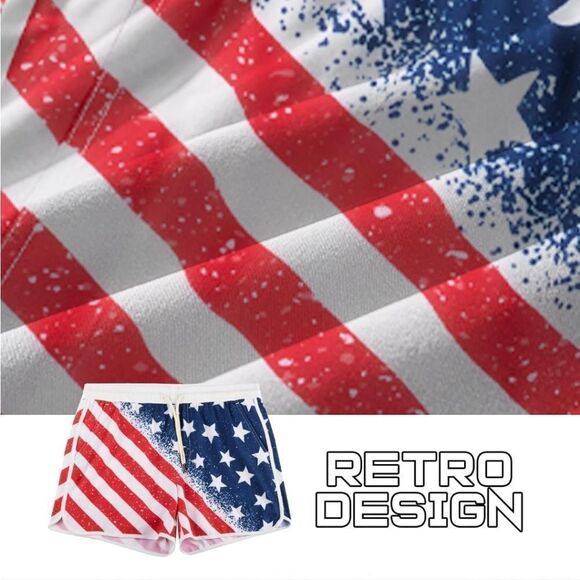 NWT Men's Lined Swim Trunks Pockets American Flag - Picture 5 of 6